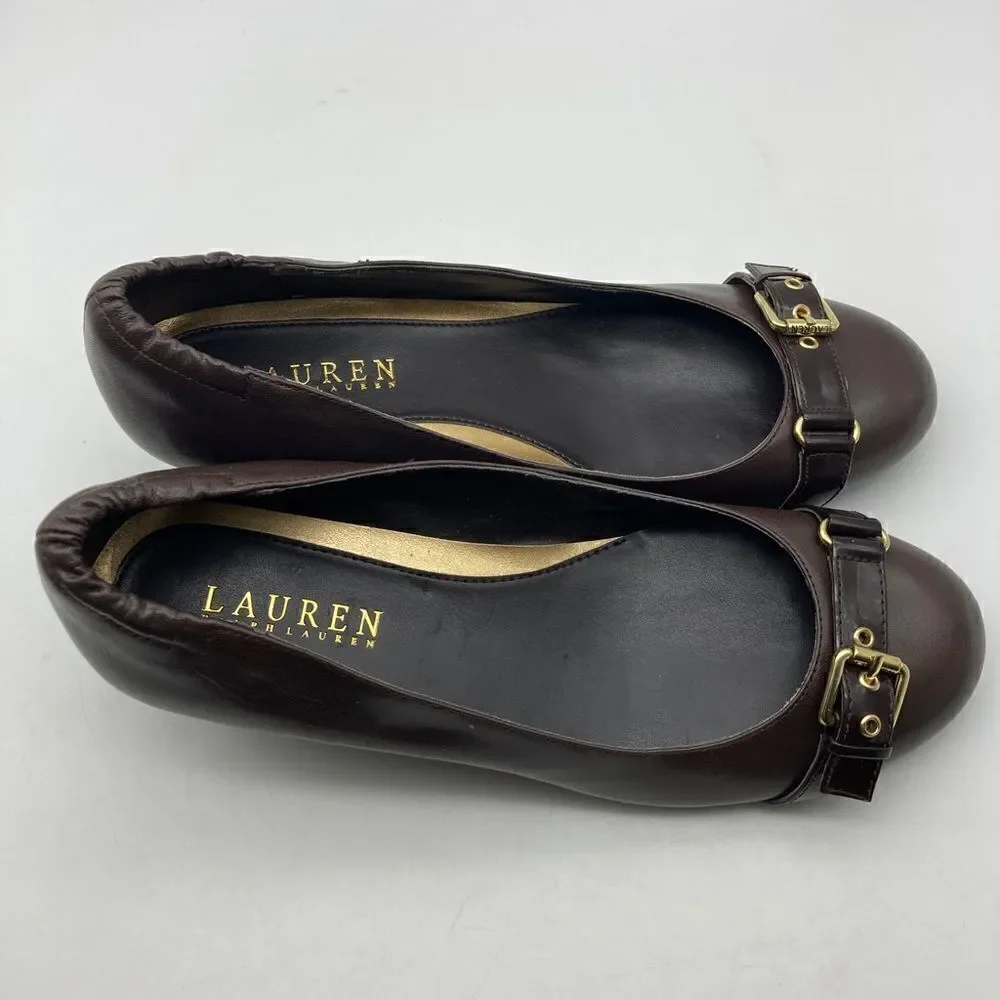 Lauren Ralph Lauren IIena Brown Leather Wedge Shoes Size 7B - Picture 3 of 8